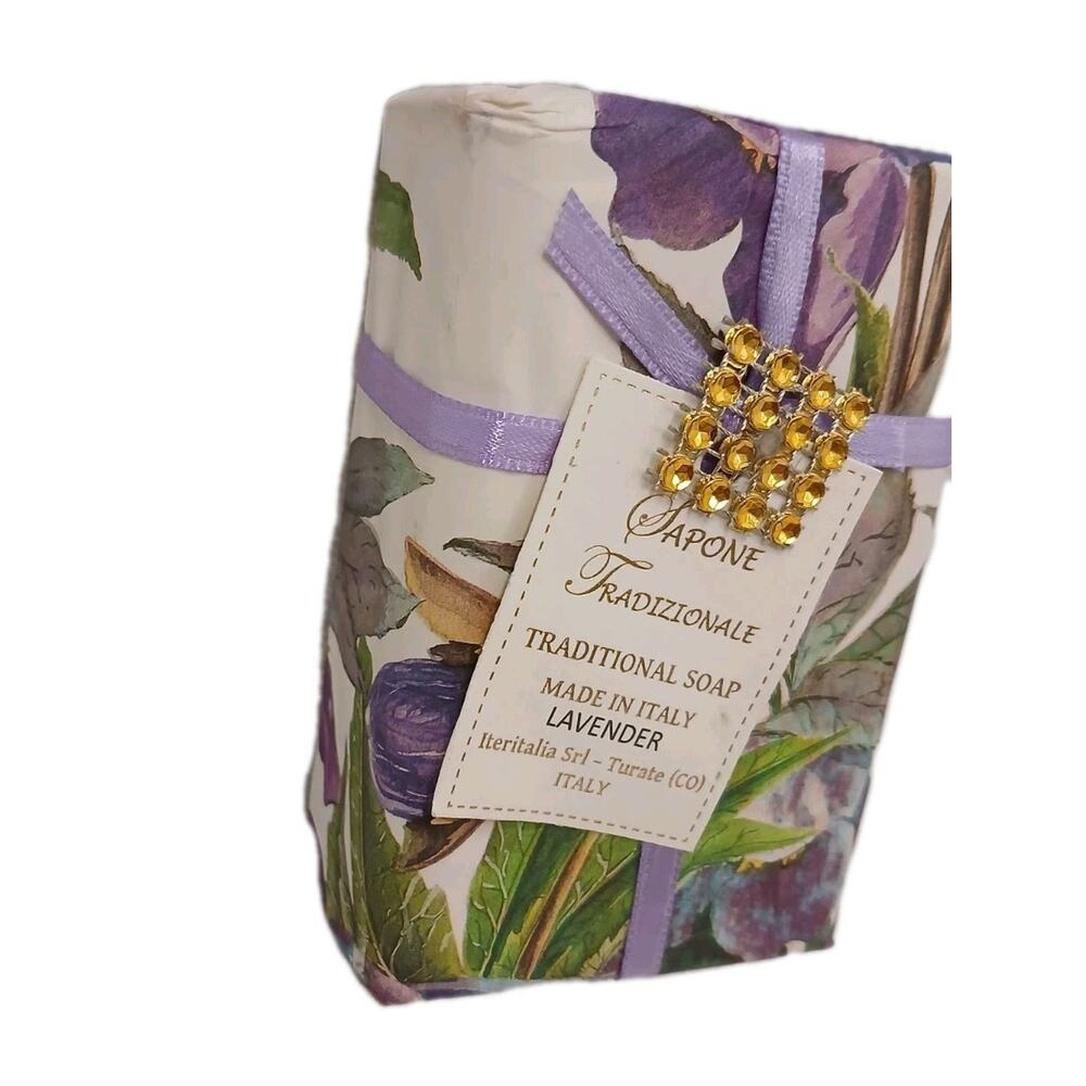 Lavender Italian Soap Gift Wrapped Jeweled Lingerie Drawer Mom Made in Italy Lux